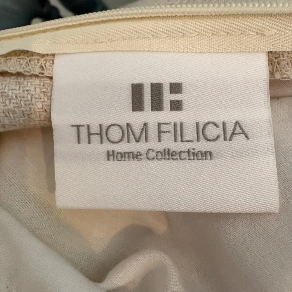 Set 2 Thom Filicia Pillow‎ Covers 21x21 Cream Tan Geometric Textured Embroidered
